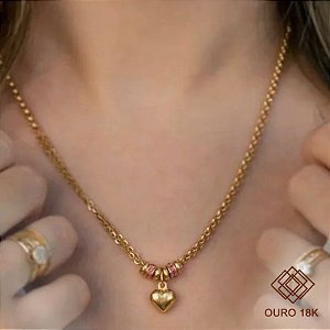 Gargantilha Coração Ouro 18k Zircônias