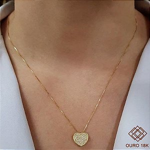 Kit Cordão Ouro 18k + Pingente Coração Ouro 18k