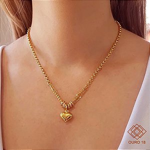 Gargantilha Coração Ouro 18k Zircônias
