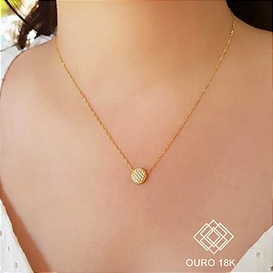 Gargantilha Pingente Chuveiro Ouro 18k Zircônias