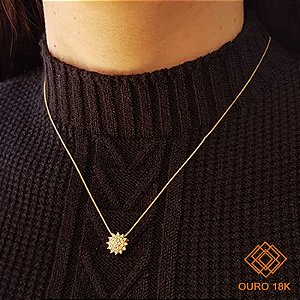 Gargantilha Rainha Ouro 18k - Brilhante Moissanite 31pts