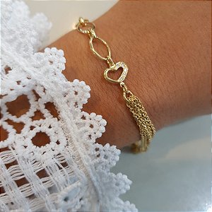 Pulseira Coração Ouro 18k