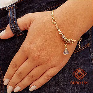 Pulseira Nossa Senhora Ouro 18k Zircônias