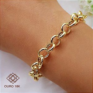 Pulseira Elo Português 7mm Ouro 18k