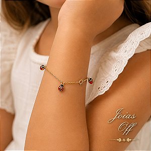 Pulseira Infantil Joaninha Ouro 18k