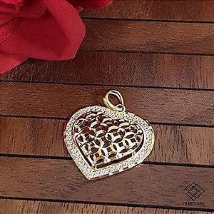 Pingente Coração Ouro 18k Zircônias
