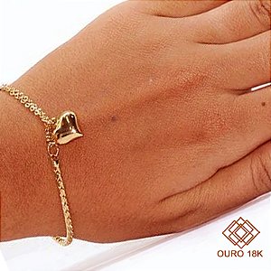 Pulseira Coração Ouro 18k