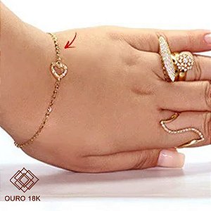Pulseira Coração Ouro 18k Com Zircônias