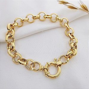 Pulseira Elo Português 10mm Ouro 18k