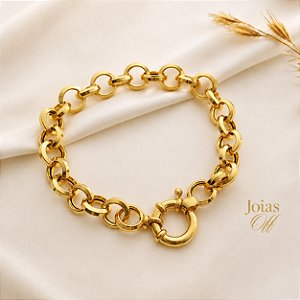 Pulseira Elo Português 10mm Ouro 18k