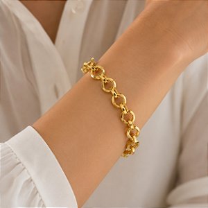 Pulseira Elo Português 10mm Ouro 18k