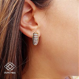 Brinco Argola Média Dois Tons Ouro 18k