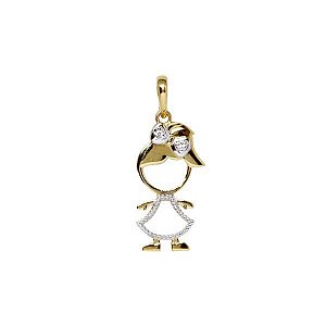 Pingente Menina Ouro 18k Com Pedras Zircônias