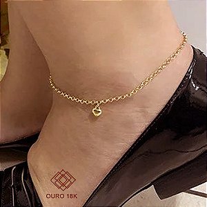 Tornozeleira Coração Ouro 18k