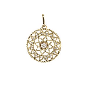 Pingente Mandala Ouro 18k Zircônias