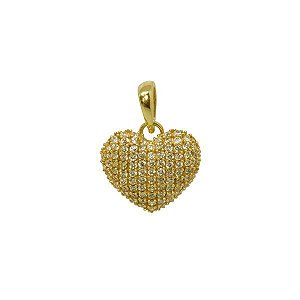 Pingente Coração Ouro 18k Zircônias