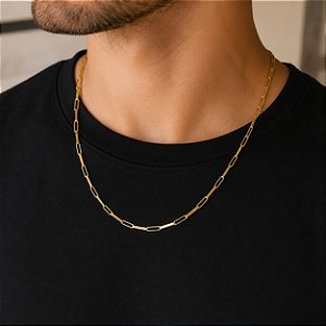 Cordão Masculino Cadeado Ouro 18k 60cm