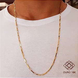 Cordão Masculino Cadeado Ouro 18k - 70cm