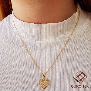 Gargantilha Coração Ouro 18k Zircônias