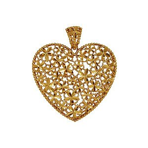 Pingente Coração Grande Diamantado Ouro 18k