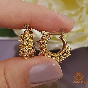 Brinco Argola Esferas Ouro 18k