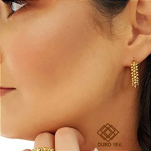 Brinco Argola Média Esferas Ouro 18k
