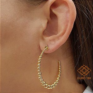 Brinco Argola Esferas Ouro 18k