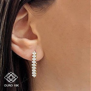 Brinco Argola Bruges Ouro 18k Zircônias