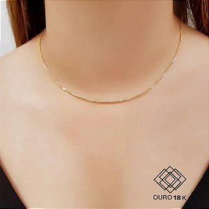 Cordão Espiga Feminino Ouro 18k - 45cm
