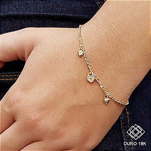 Pulseira Corações Ouro 18k
