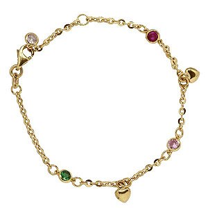 Pulseira Infantil Pingentes Ouro 18k Zircônias