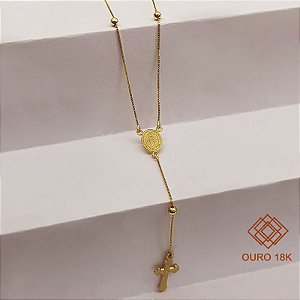 Gargantilha de Terço Ouro 18k