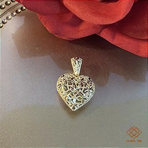 Pingente Coração Diamantado Ouro 18k