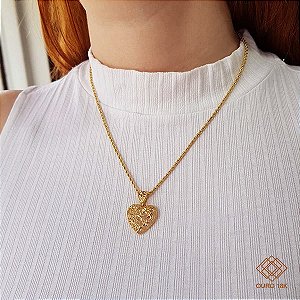 Pingente Coração Diamantado Ouro 18k
