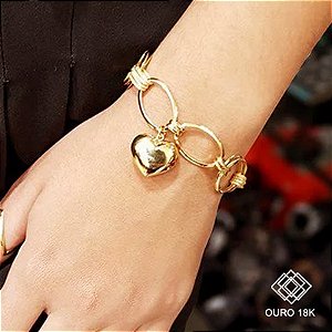 Pulseira Coração Ouro 18k