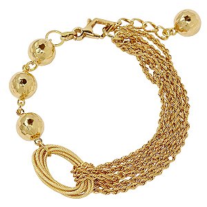 Pulseira Elos/Esferas Ouro 18k