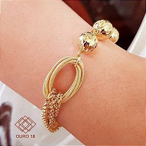 Pulseira Elos/Esferas Ouro 18k