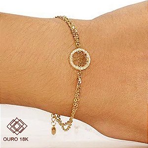 Pulseira Árvore da Vida Ouro 18k Zircônias