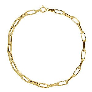 Pulseira Masculina Oca Cadeado Ouro 18k