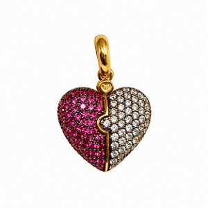 Pingente Coração Love Ouro 18k Zircônias