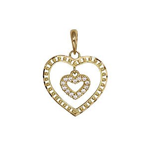 Pingente Coração Ouro 18k Zircônias