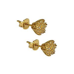 Brinco Chuveiro Flor Ouro 18k Zircônias