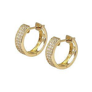 Brinco Argola Médio Ouro 18k Zircônias