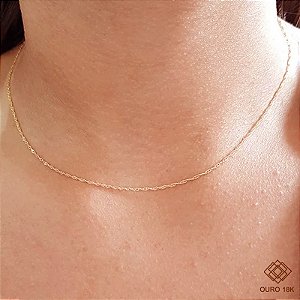 Cordão Singapura Oco Ouro 18k - 40cm