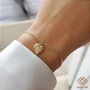 Pulseira Coração Ouro 18k
