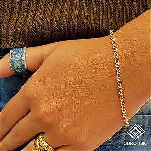 Pulseira Elo Português Oco 3mm Ouro 18k