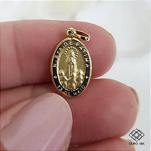 Pingente Medalha Nossa Senhora de Fátima Ouro 18k