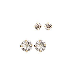 Kit 2 Pares de Brincos Ouro 18k Zircônias