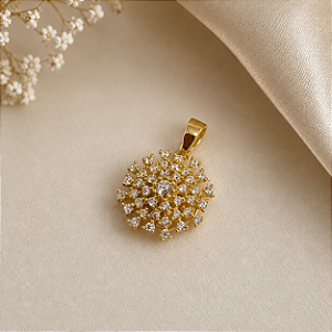 Pingente Chuveiro Rainha Ouro 18k Zircônias