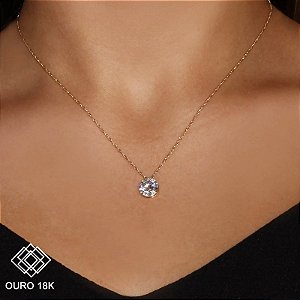 Gargantilha Ponto de Luz Ouro 18k Zircônia